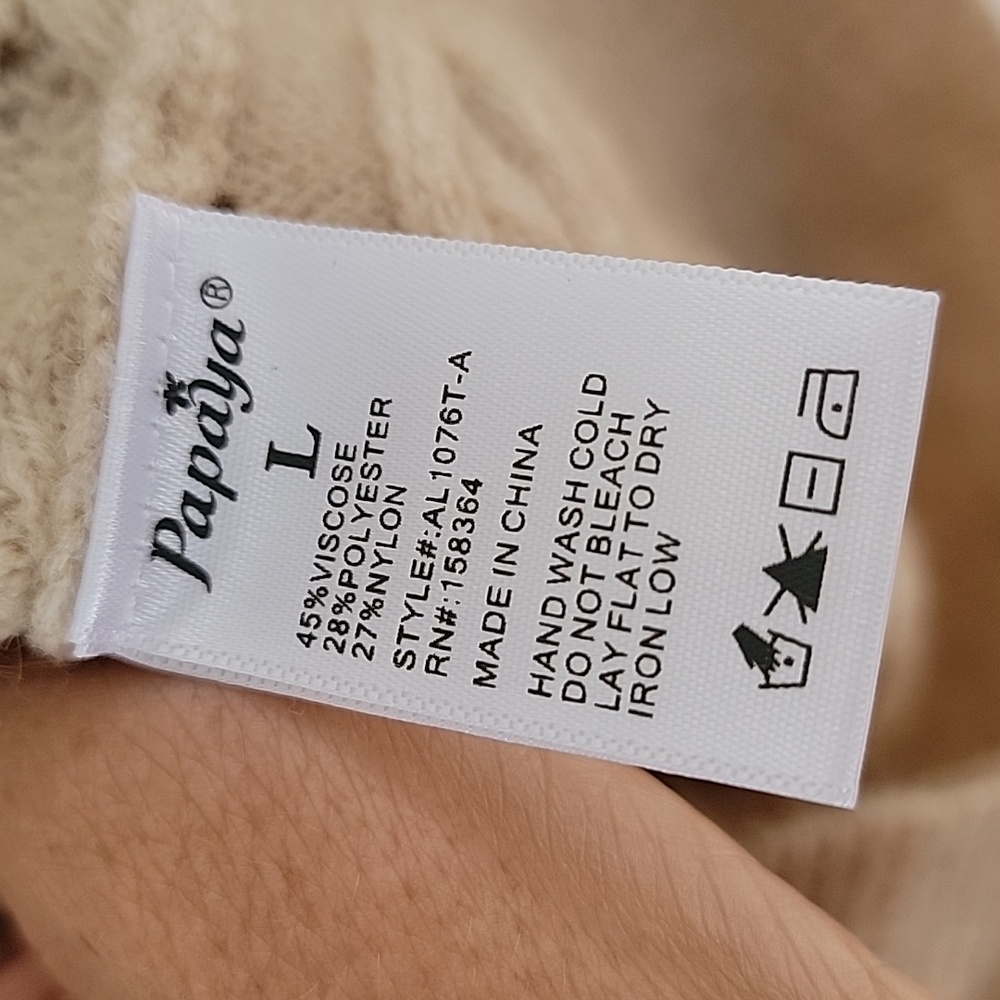 Papaya Sweater Vest V Neck Button Front Tan Sz L NWT - Picture 5 of 7